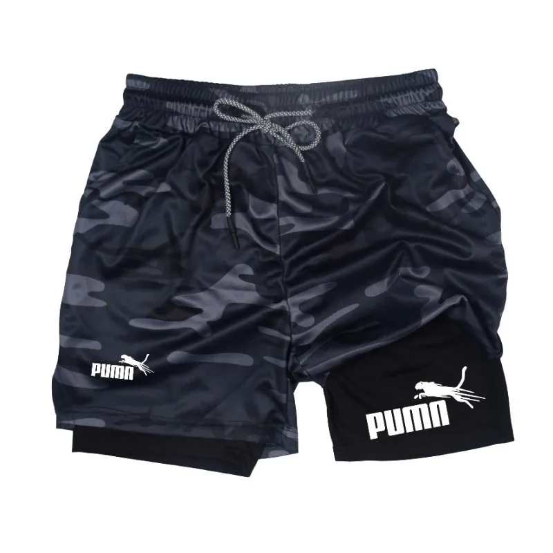 Compression Shorts Athletes - Sommer atmungsaktive Zwei-in-Eins-Doppelschicht-Shorts elastische Kompressionsshorts für
